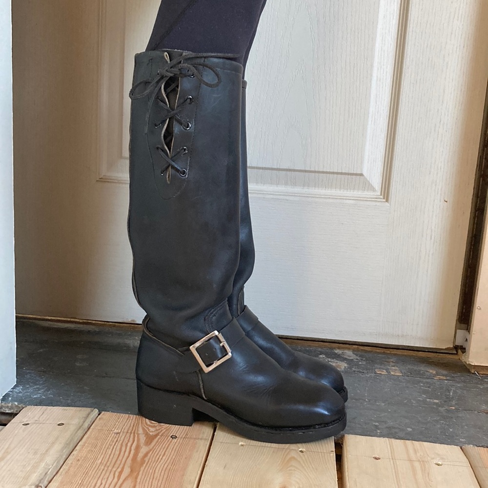 Genuine Vintage Nasty Feet Engineer Motorcycle Leather Black Boots